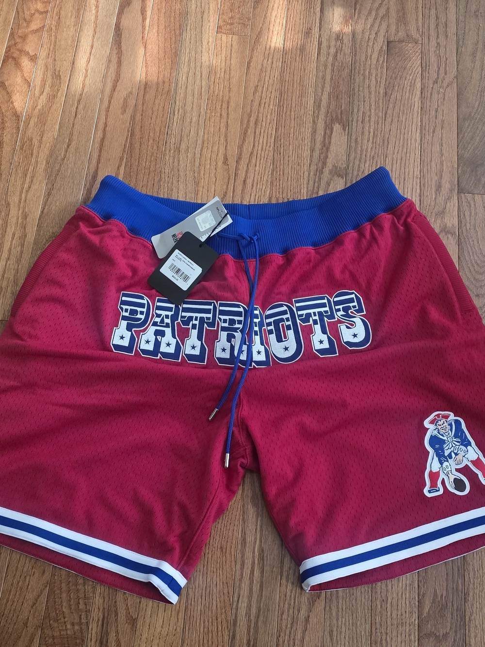 Just Don, Mitchell and Ness,Red Patriots, Athletic Shorts with Blue Waistband